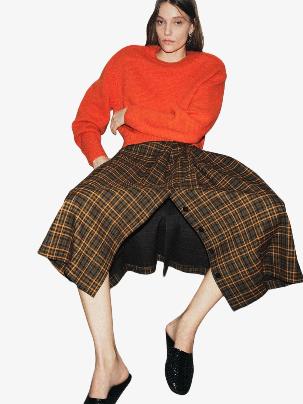 Zara ZW COLLECTION CHECK MIDI SKIRT - Picture 4 of 8